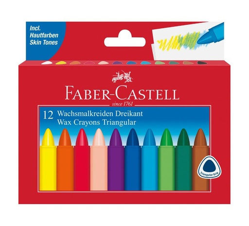 [ST00000000024] Faber Castell Crayons Triangular Grip Wax 12pieces 90mm